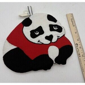 Vintage Zak Designs Panda Potholder Trivet Kitchen Hot Pad Red Black USA